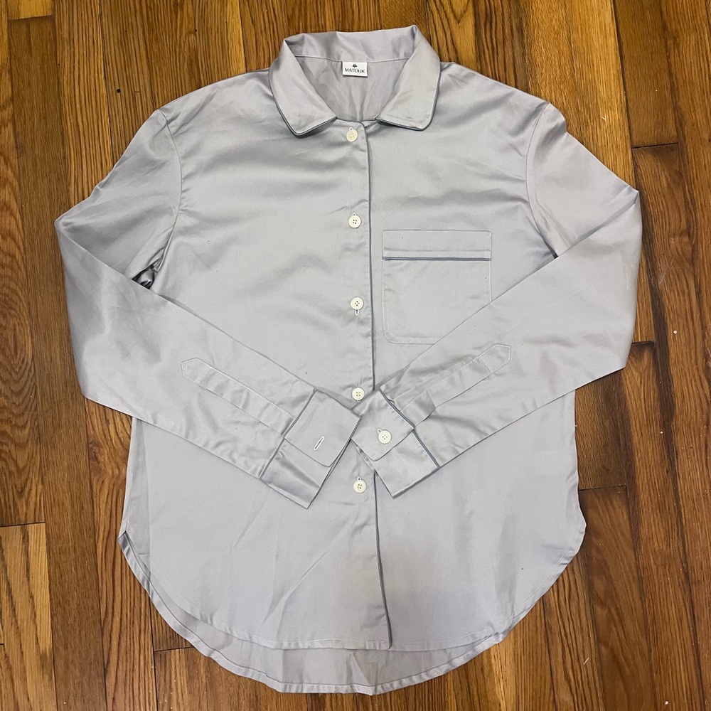 Matouk Light Gray Button-Up Pantsuit - image 3